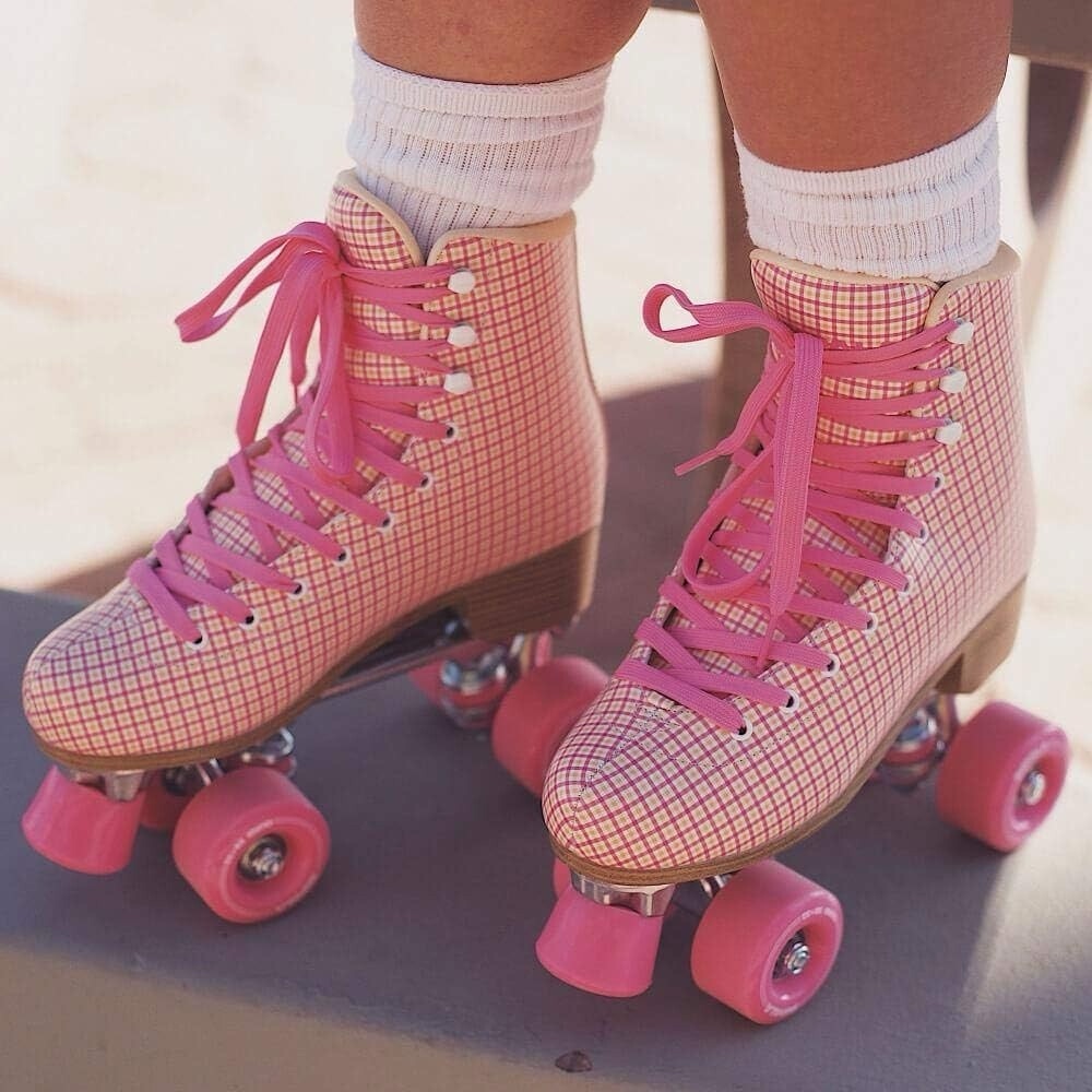 IMPALA ROLLERSKATES Pink Tartan Quad Skates